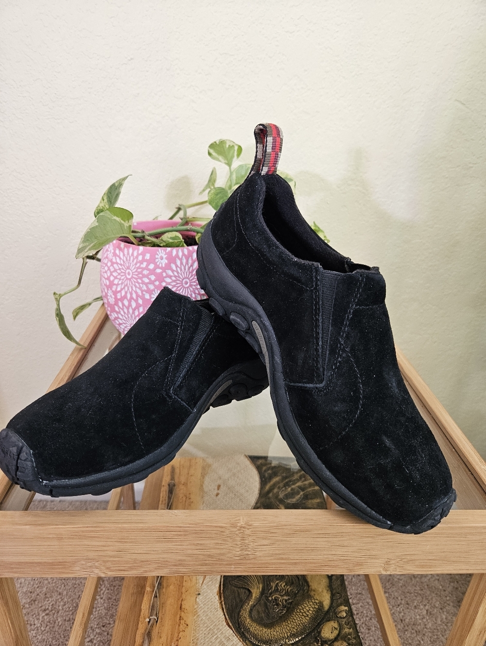 Merrill Jungle Moc Slip-On Suede Shoes - Black Sz 6